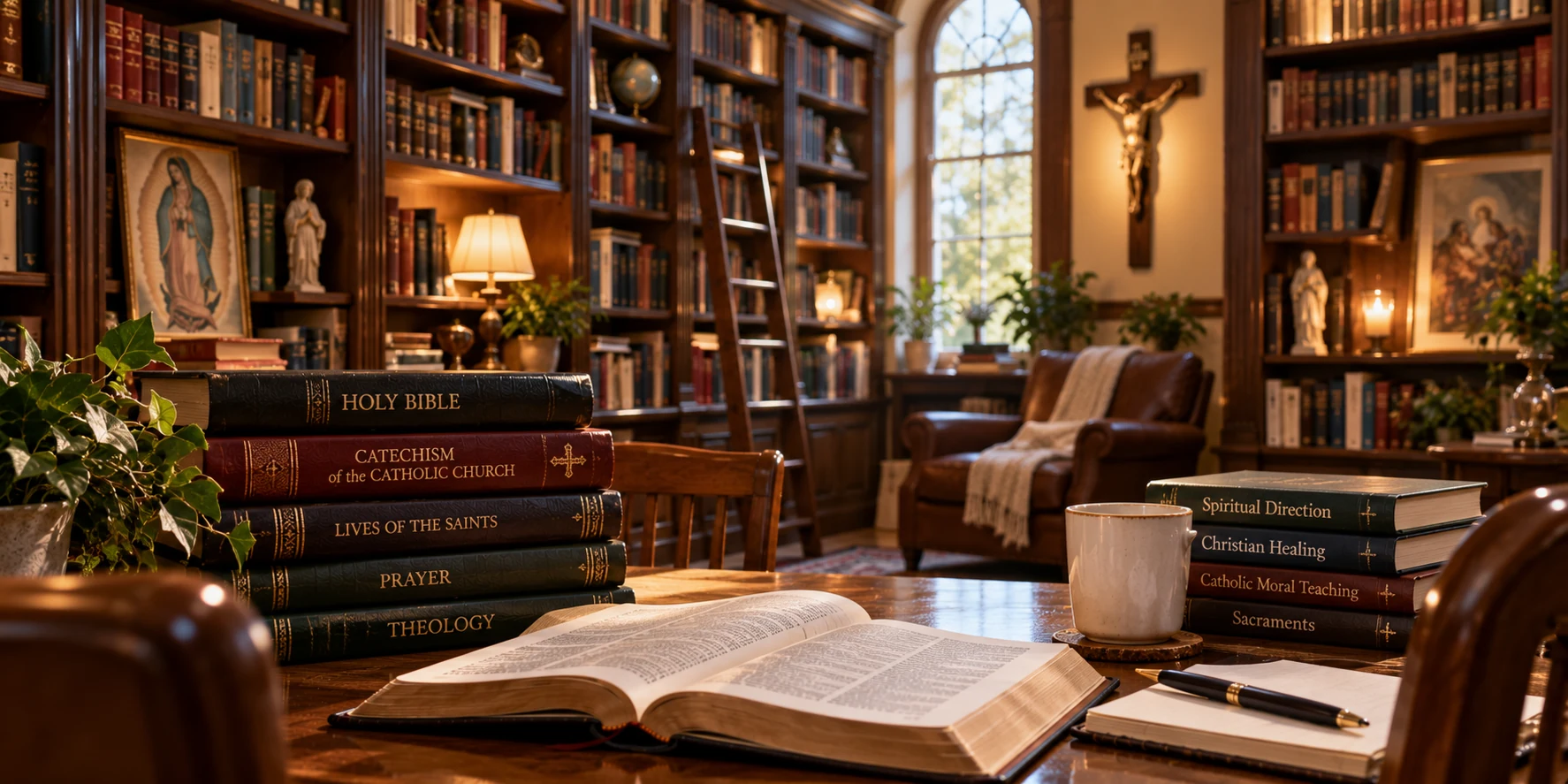 Open Bible and Catholic formation books
